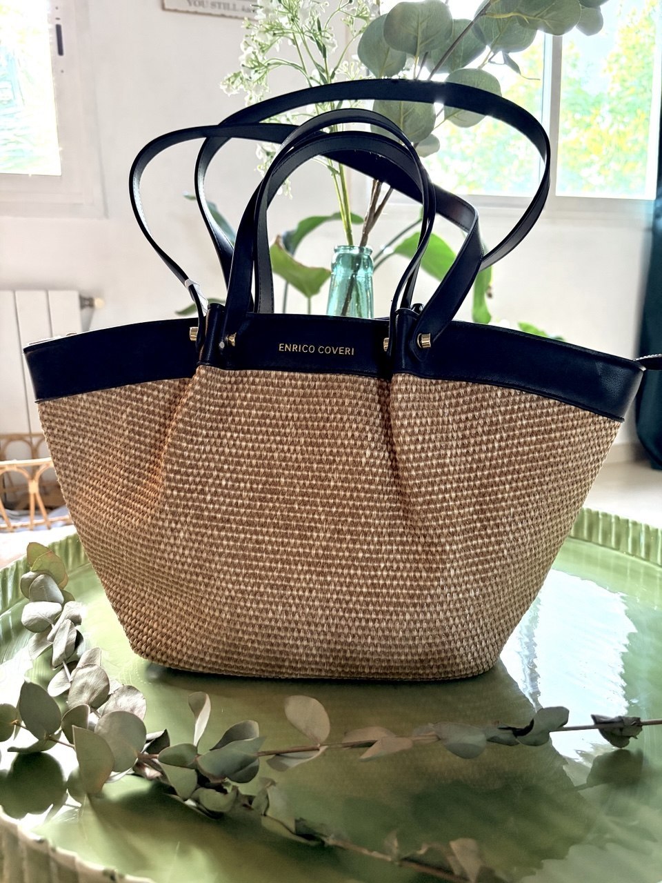 Bolso navy y natural