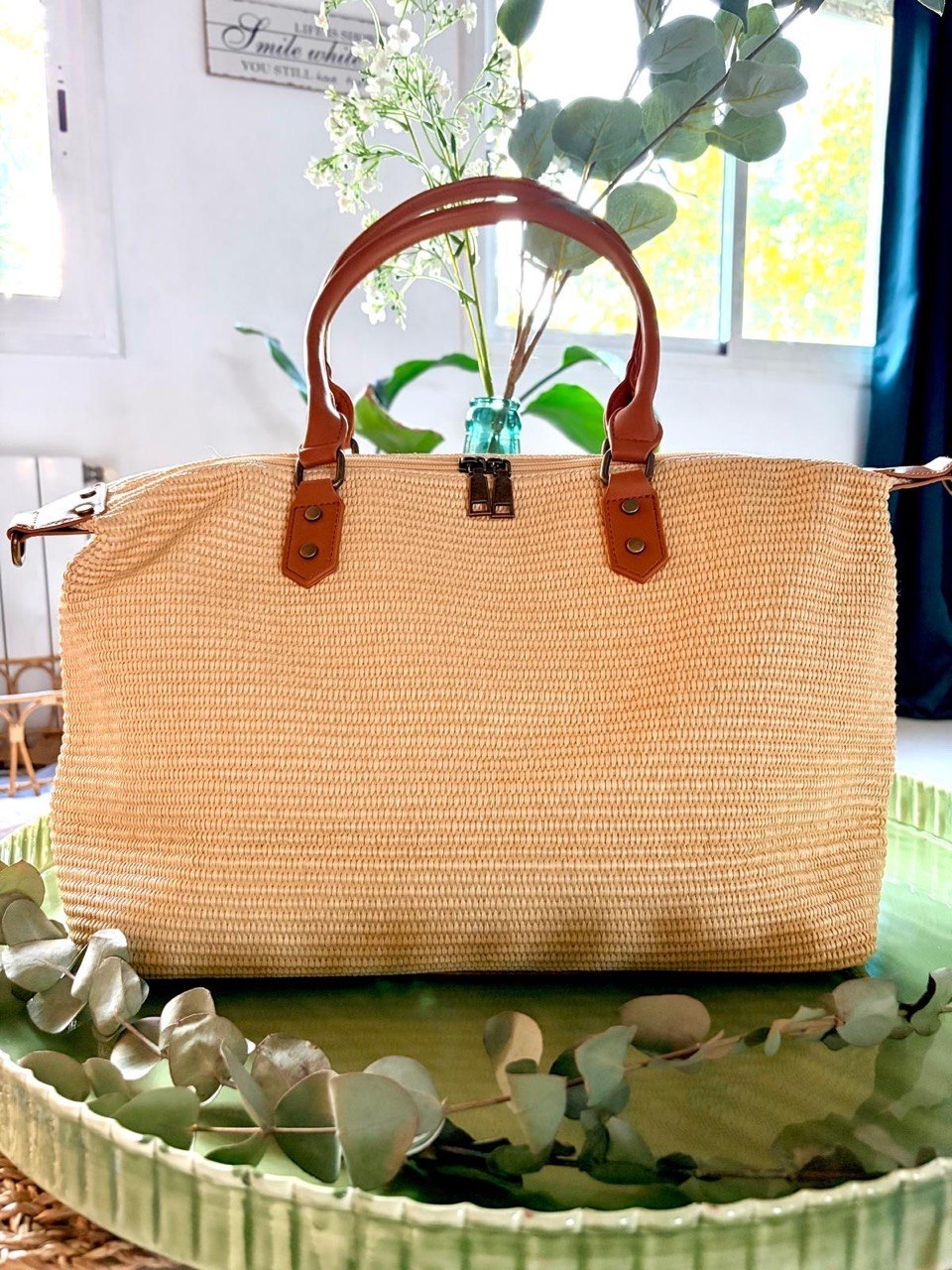 Bolso de rafia natural