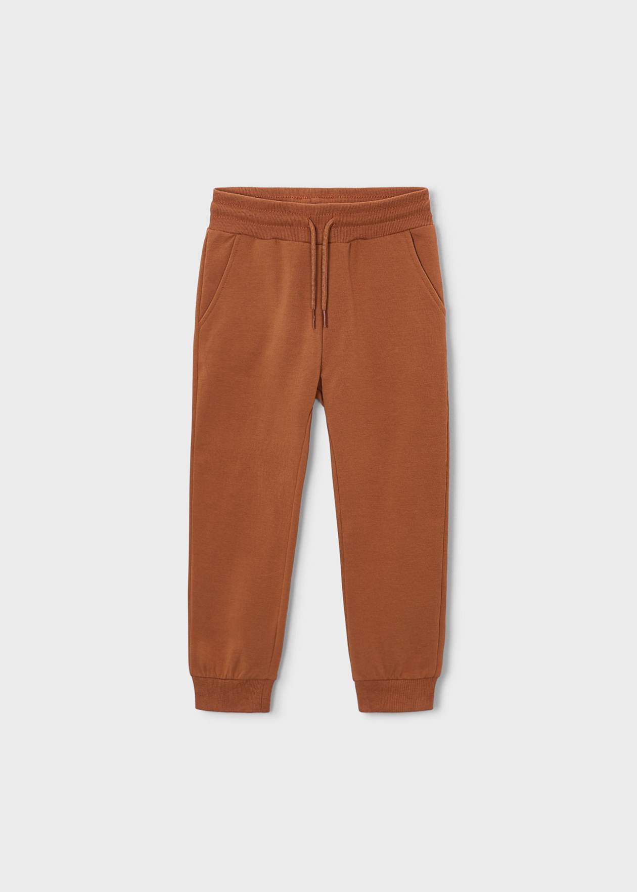 Pantalon felpa basico puños Teja
