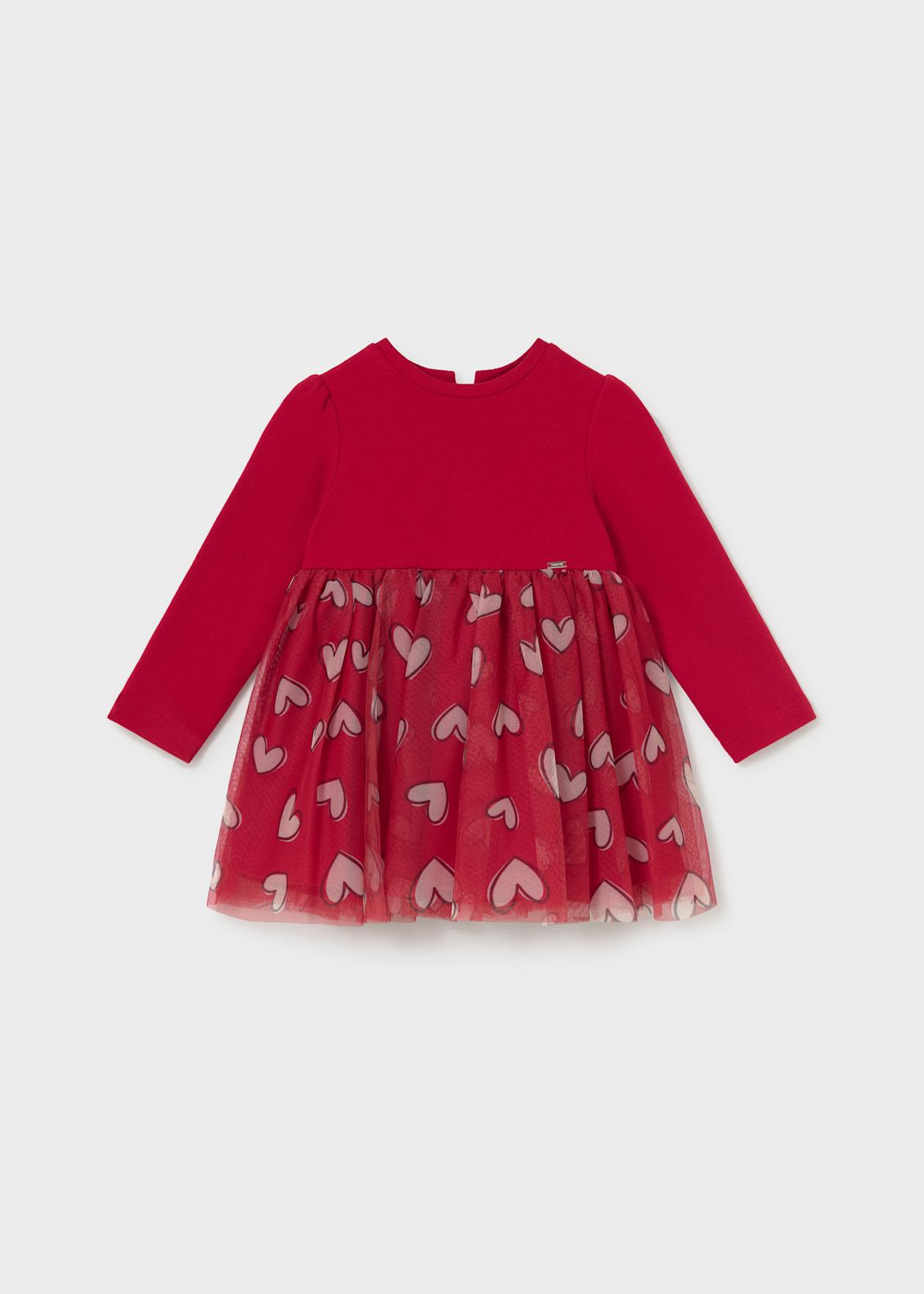 Vestido punto por metro y tul Rojo