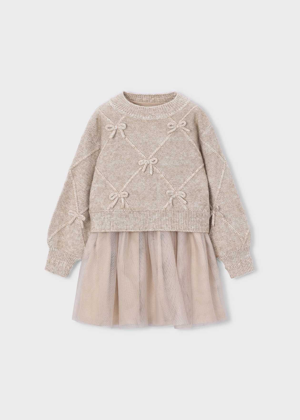 Vestido tricot combinado lazos Hojaldre v
